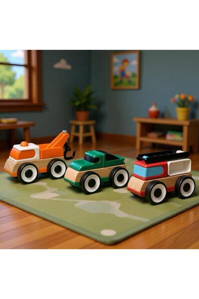 IKEA COZY ROOM - LILLABO araç seti, çok renkli, itfaiye aracı,spor araba,çekici