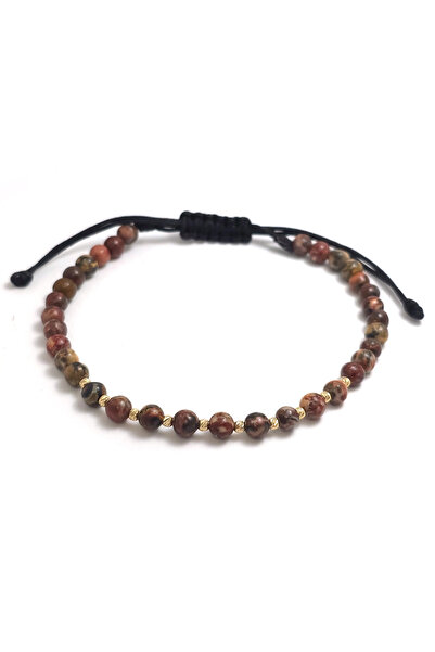 Bijolin Gold Bracelet with 10 2mm 14k gold and Leopard Jasper beads
