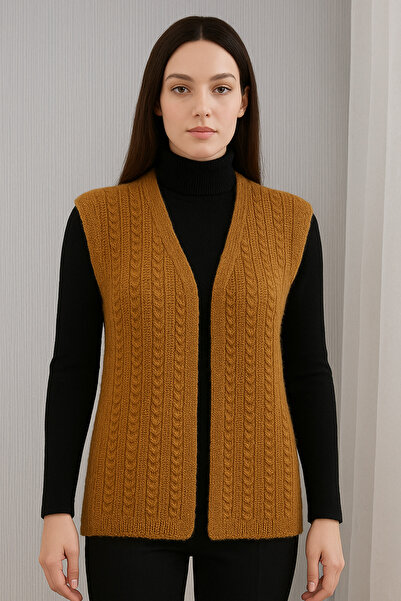 henaabag El örgüsü Çeyizlik kahverengi yelek