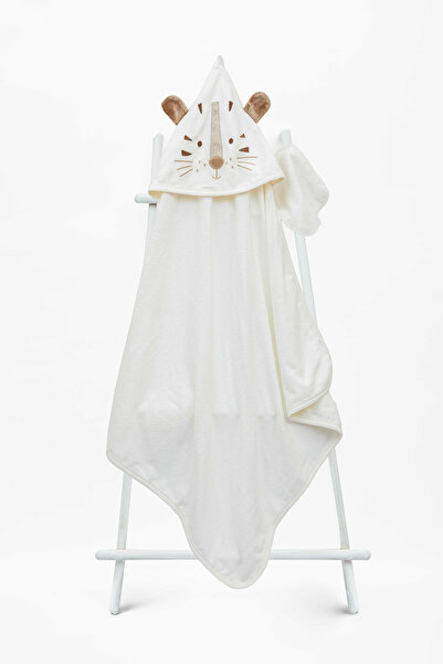 Babyline Aş 100% Cotton Baby Towel Silvery Lion Embroidered