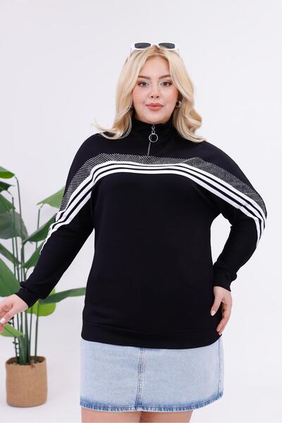 Siyezen Plus Size Striped Modal Fabric Sweatshirt