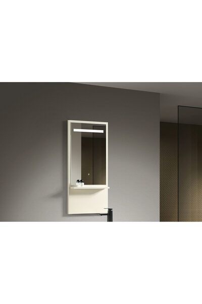 Trendy's Oglindă baie Trendy’s cu iluminare LED și raft – crem, 500×1050 mm