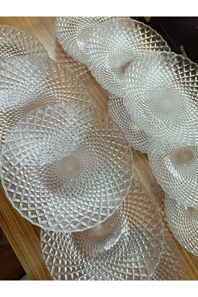 DEKOR ZÜCCACİYE HOME 12-Piece Cut Glass Dinner Plate