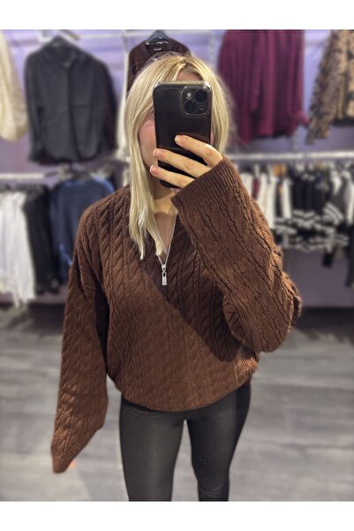 Haticepalas Women's Oversized Knit Detail Sweater