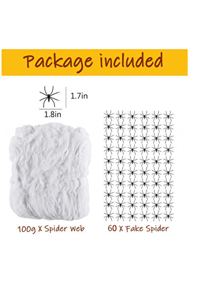 OEM Set 61 piese, panza si 60 de paianjeni decor pentru Halloween, plastic, alb, negru