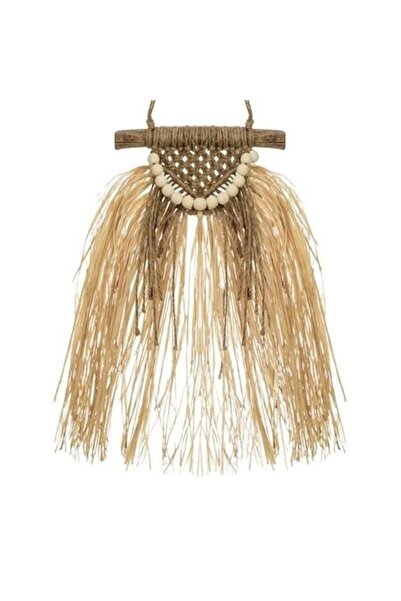 ANTBRO Wall decor 23×40 cm raffia with leaves and wooden beads, boho- –