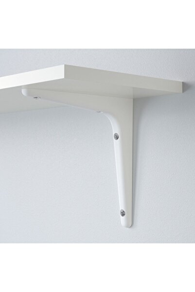 IKEA Duvar Rafı 59x20 Cm Ahşap Raf Dekoratif Ayaklı Kitap Rafı Beyaz Renk