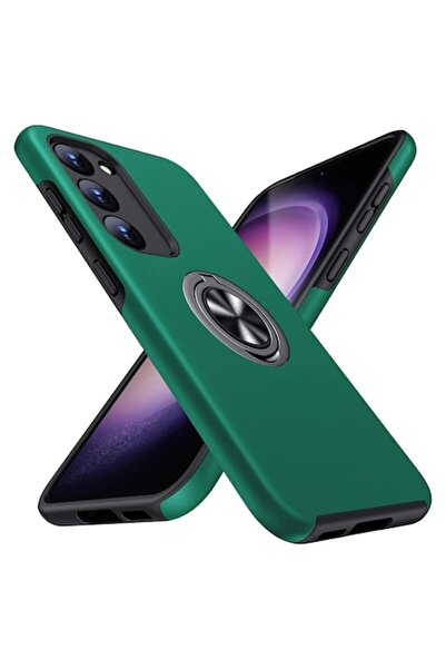 TYBO Husă de protecție pentru Samsung Galaxy S23, hibridă rezistentă la șocuri, inel rotativ la 360° cu suport, verde