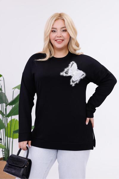 Siyezen Plus Size Modal Fabric Sweatshirt with Butterfly Accessories