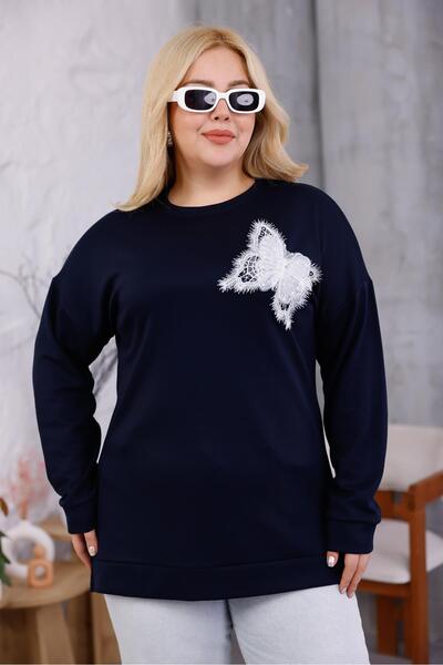 Siyezen Plus Size Modal Fabric Sweatshirt with Butterfly Accessories