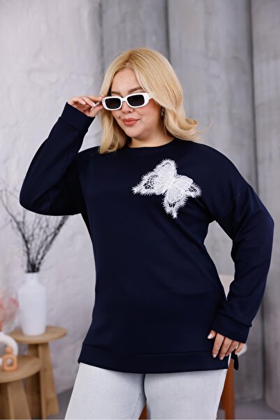 Siyezen Plus Size Modal Fabric Sweatshirt with Butterfly Accessories