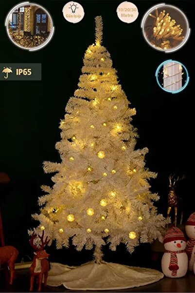 masho trend IP65 Dış Mekan Led - Gün Işığı Led - Beyaz Kablo Su Geçirmez 10/20/30 Metre Dekor Led Yılbaşı Süslem