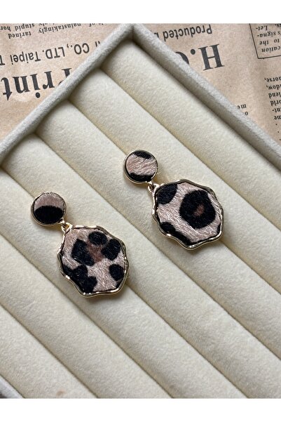 lotusbybuket Vip Steel Leopard Print Dangle Earrings