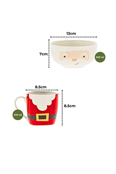 Housevetta Christmas mug, mug with bowl set, Santa Claus model, porcelain, 370 ml