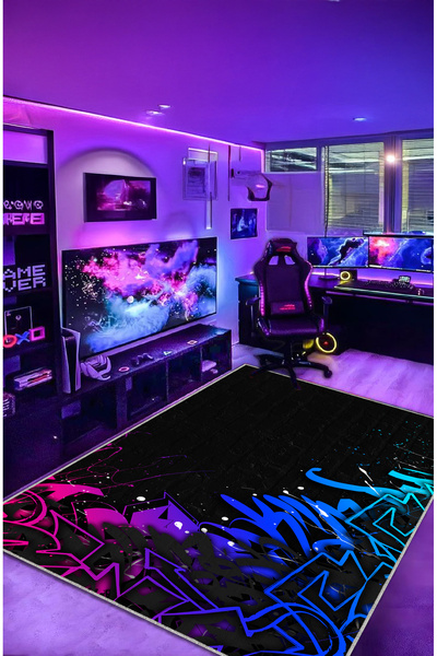 Artızon Dekoratif Kaymaz Desenli Gamer Yıkanabilir Halı