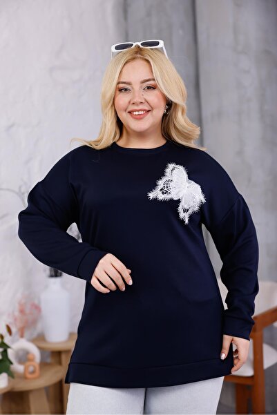 Siyezen Plus Size Modal Fabric Sweatshirt with Butterfly Accessories