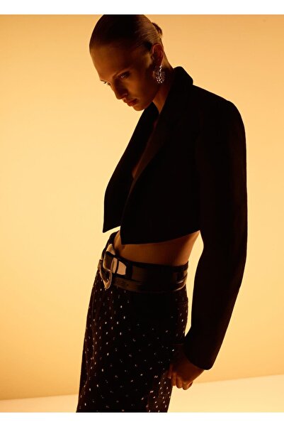 MANGO Woman Strass taşlı wide leg jean pantolon