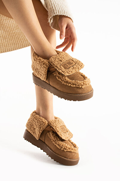 TubiBella Yünlü Taba Renkli Süet Kadın Bot