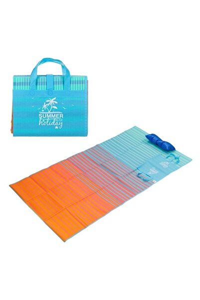 OEM Beach Mat - Sky Blue to Orange Gradient with Inflatable Pillow 180x86 cm