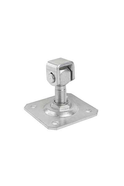 EmaConstruct Adjustable galvanized hinge with square fixing plate 90x90 mm M18 rod for swing gates