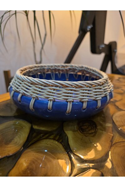 atolye okyanus El yapımı bambu ip örgülü seramik tabak