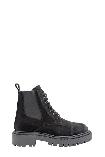Moulin Shoes Black Suede Real Leather Women's Boots with Elastic Sides