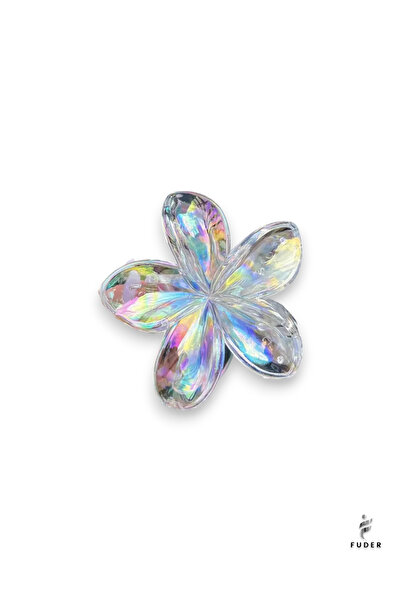 FUDER Şeffaf Renk Hologramlı Lotus Çiçek Mandal Toka (1 ADET)