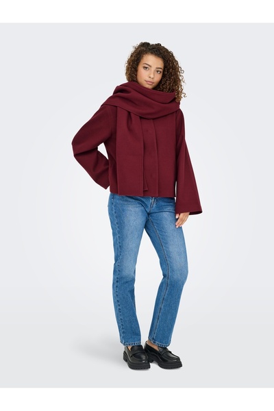 ONLY Onlelba Life Scarf Jacket Cc Otw Kadın Kaban 15348931 Detail:W.Rose Lining/Cabernet