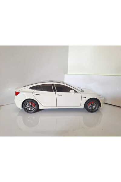 aksooytoys Tesla Model 3 1:24 Diecast Metal Model Car with Sound and Light White