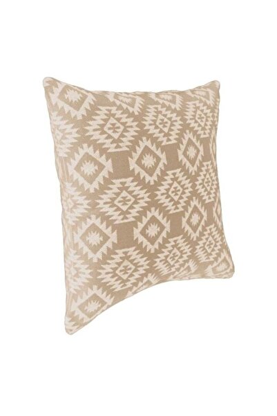 ANTBRO Pillow Cover, 47x47 cm, Beige-Ecru, Aztec Geometric Pattern, Ideal for Living Room and Bedroo