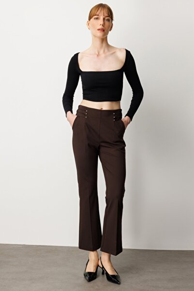 Ekol Bead Detailed Flared Women's Trousers 1083