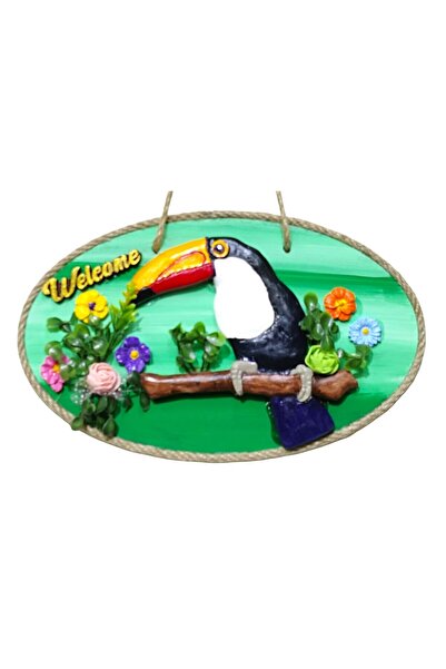 Mixperi Декоративна прикраса для дверей з фігуркою тукана та написом «Welcome» — кольорова ручна робота