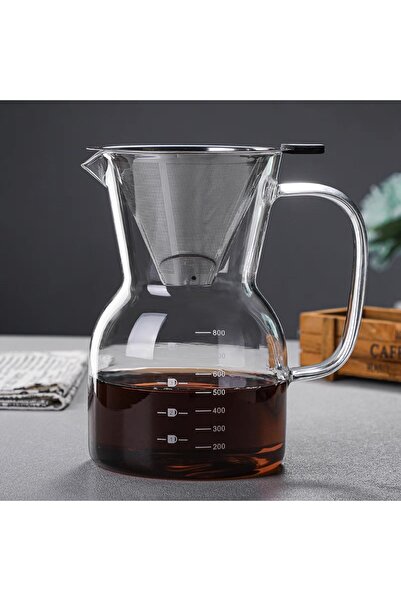 LUXURY Chemex Glass Drip Coffee Maker Stainless Steel Filter Coffee Pot 800ml