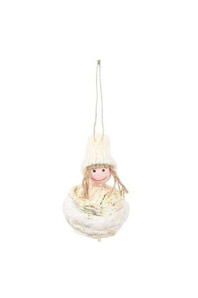 ANTBRO Ornament de Crăciun – Glob de Crăciun din spumă albă de 8 cm cu inserț...