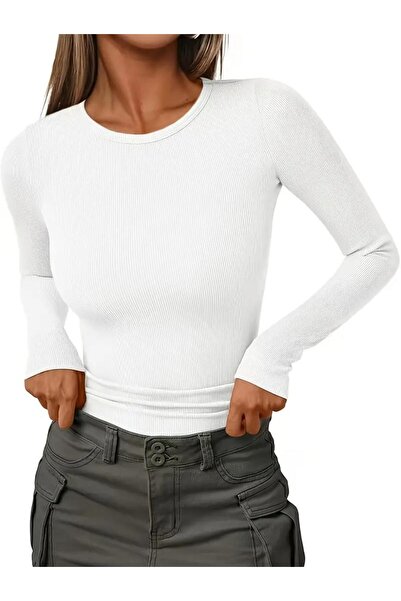 Wearflawless Wearflawlesss Long Sleeve Crew Neck Corded Fabric Blouse