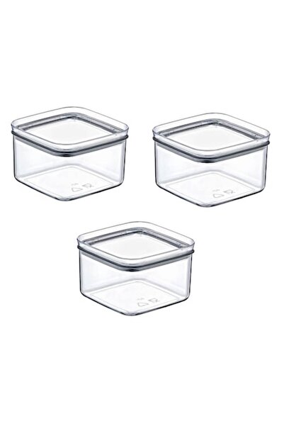 OEM Set of 3 Food Storage Containers, Plastic with Lid, 0.5 L, 10.5x10.5x7 cm, Transparent