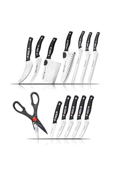 Luxis Set Cutite Bucatarie 13 Piese, Otel Inoxidabil, Manere Ergonomice Profe...