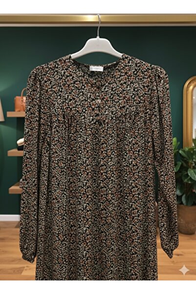 fariza tekstil Çıtır desen büzgü robalı rahat kesim tesettür elbise