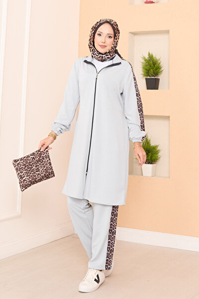EBRUTESETTÜR Leopard Stripe Zippered Soft Suit