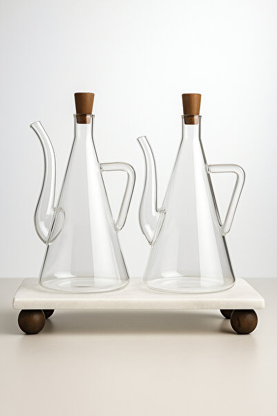 Dia Pitcher Oil Pot Set Multi-Purpose Serving Set with Marble Ball Footed Stand