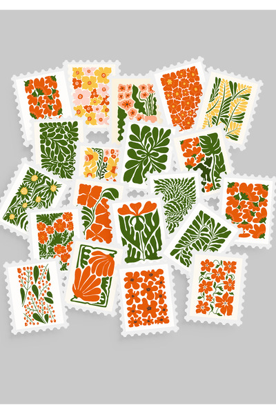 tinystoriestr Σετ αυτοκόλλητων με θέμα λουλούδια και βοτανικά σχέδια, 20 τεμά...