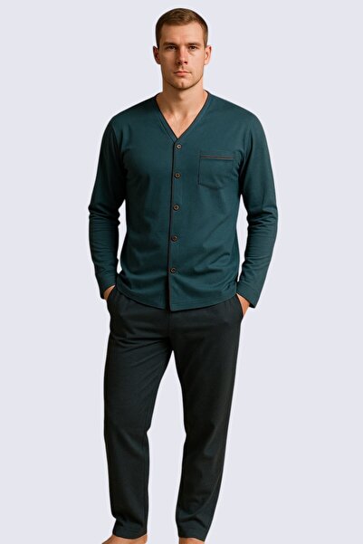 Pjs Pijama PJS ERKEK ÖNDEN DÜĞMELİ PİJAMA TAKIMI