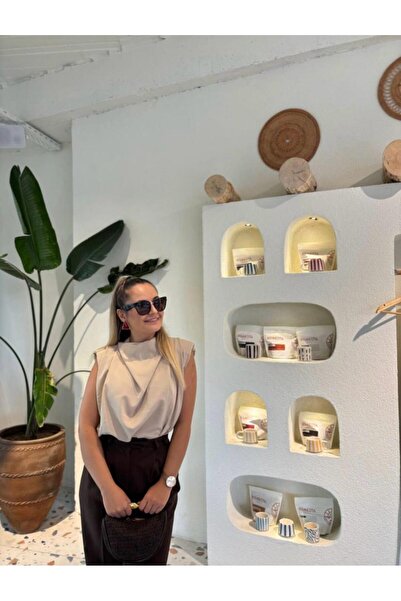 HEY4 Vatkalı Dökümlü Kadın Bluz