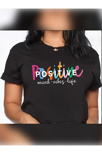 TİMİSİVA Tricou unisex supradimensionat POSITIVE2 cu imprimeu Bumbac guler ro...