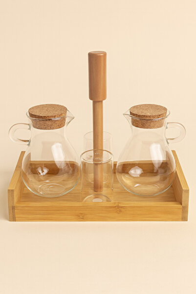 Mirilliahome طقم وعاء زيت وملح مكون من 4 قطع مع حامل من الخيزران |   مجموعة ز...