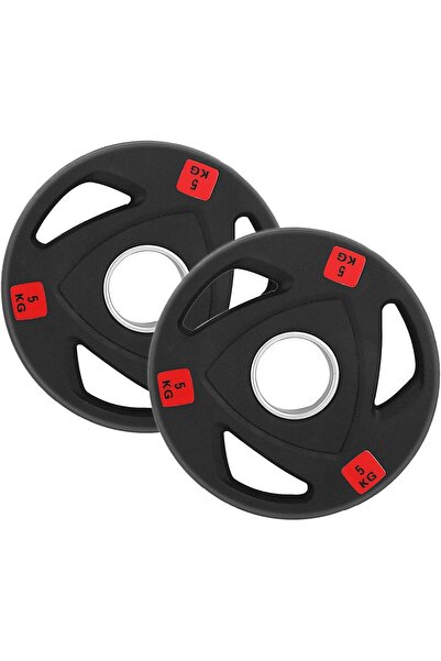 Generic Pair of Olympic weight plates with rubber coating and triple-grip handles