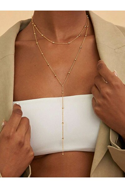 Gistoria İkili Toplu Zincir Sallantılı Y Kolye