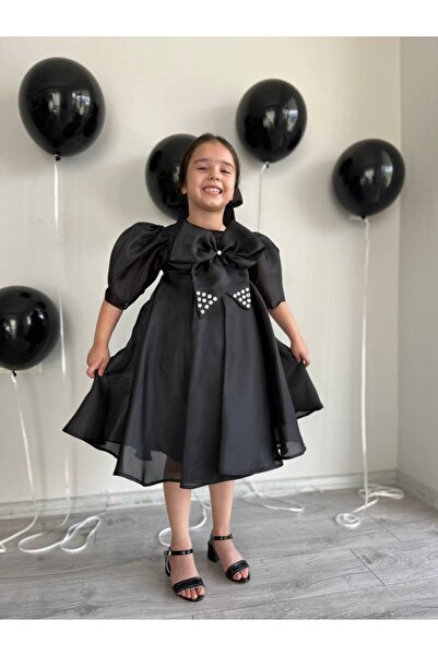 Sare Çocuk Giyim Black Full Flared Flight Flight Karolin Evening Dress Girl's Dress
