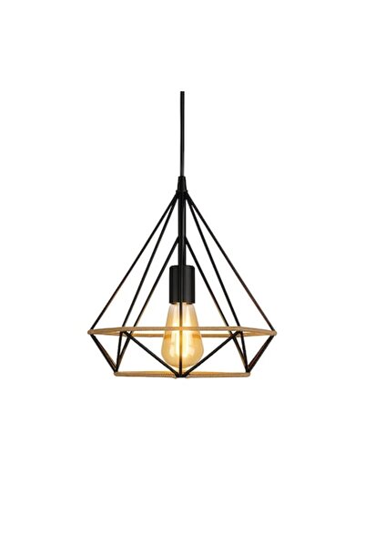 7LIFE candelabru suspendat, design vintage industrial, abajur metalic geometric, negru, pentru sufragerie &