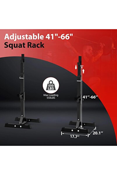 FTC Adjustable Squat Rack Pair 40-66 in, 550 lb Capacity, Durable Steel, Home Gym (Pair)